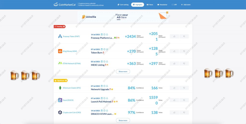 Crypto Trading & Coinmarketcal.com